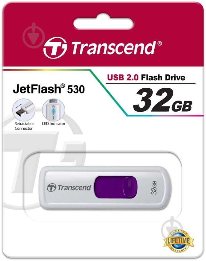Флеш-пам'ять USB Transcend JetFlash 530 32 ГБ USB 2.0 (TS32GJF530) - фото 3
