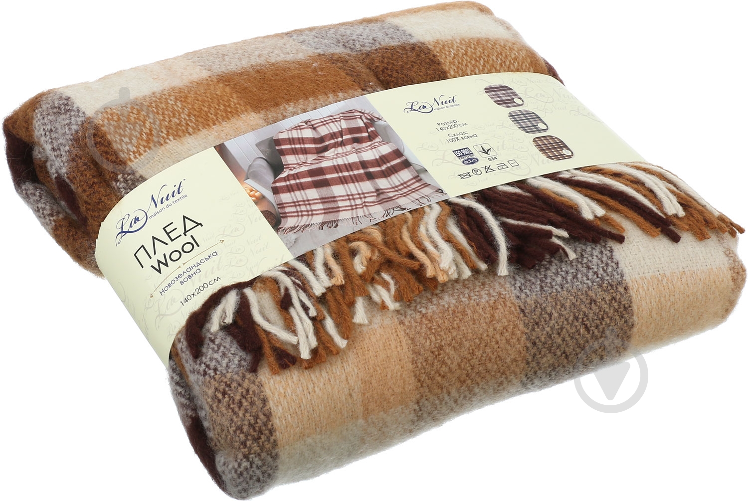 Плед Wool 140x200 см бежевый La Nuit - фото 3