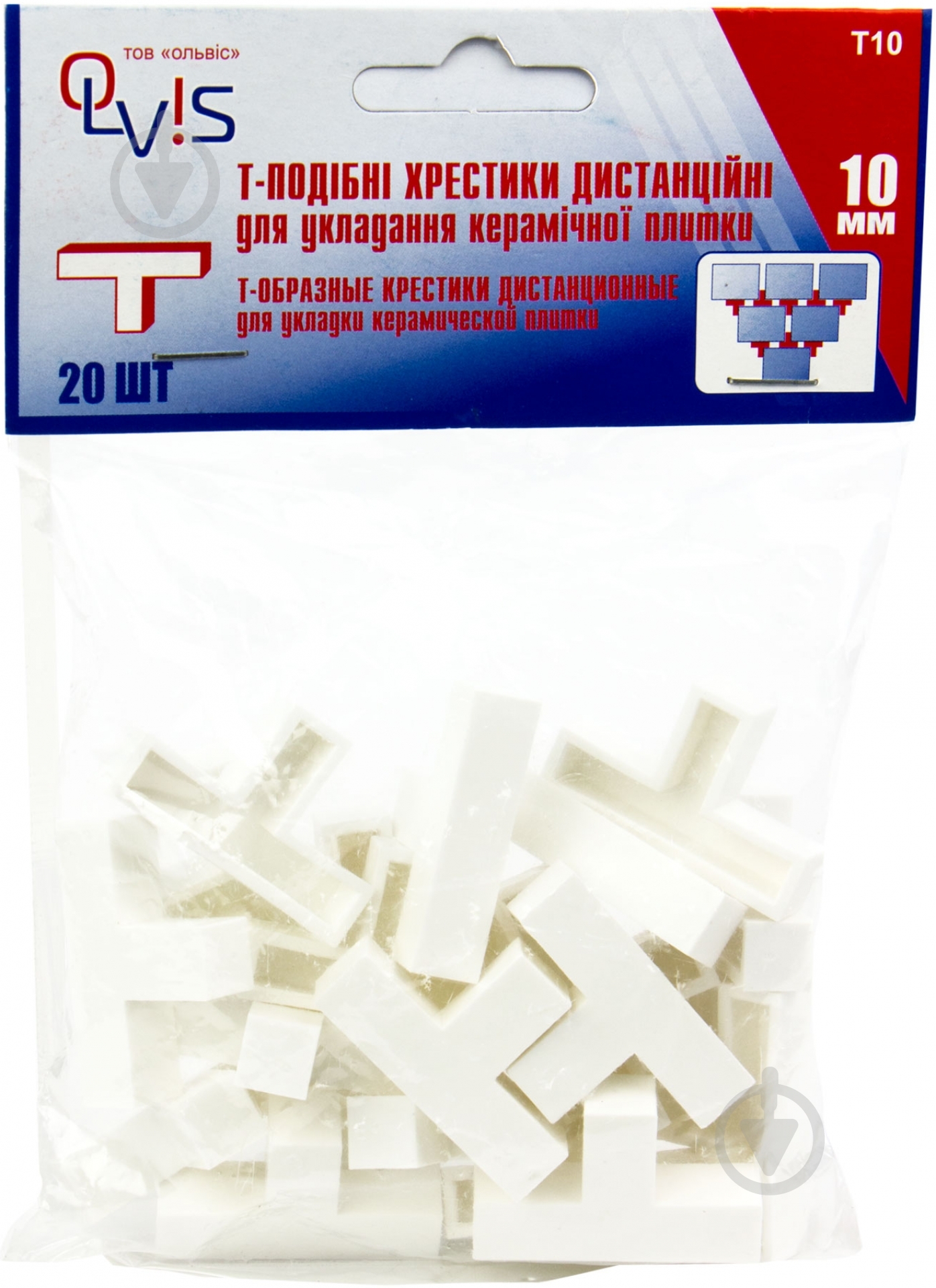 Крестики для плитки Т-образные Olvis 10 мм 20 шт./уп (Т10) - фото 1
