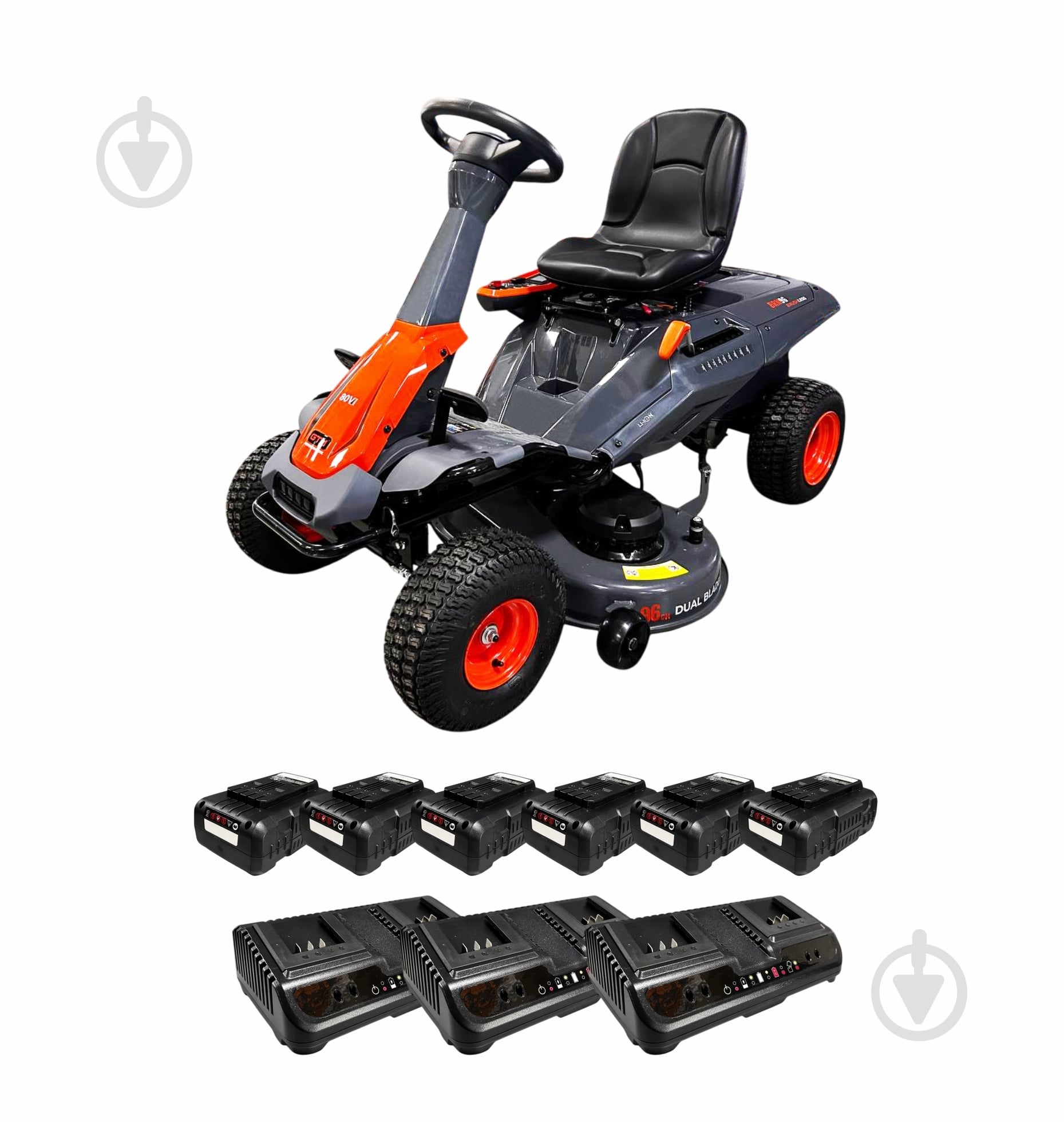 Трактор-газонокосарка акумуляторна GTM BRM96 KIT 80В - фото 3 Трактор-газонокосарка акумуляторна GTM BRM96 KIT 80В - фото 3