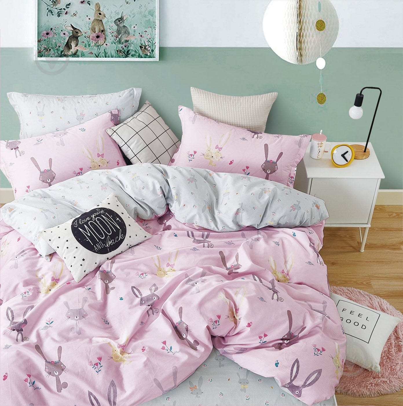 Комплект постельного белья сатин Rose Rabbit розовый Design_YMY - фото 1