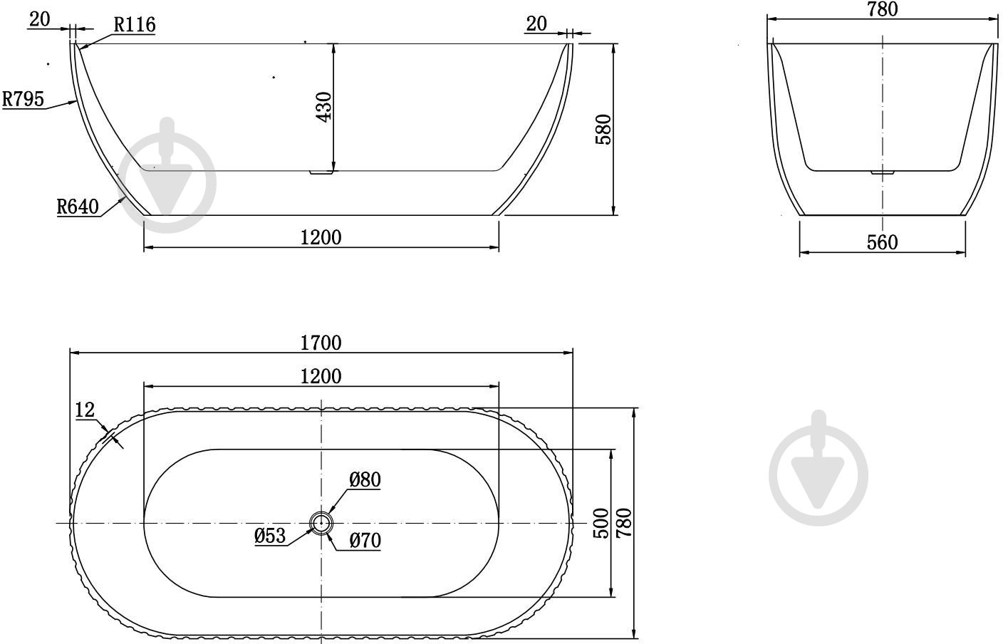 Ванна ScandiSPA 170х78 см ASTRID из акрилового камня Corian - фото 5 Ванна ScandiSPA 170х78 см ASTRID из акрилового камня Corian - фото 5