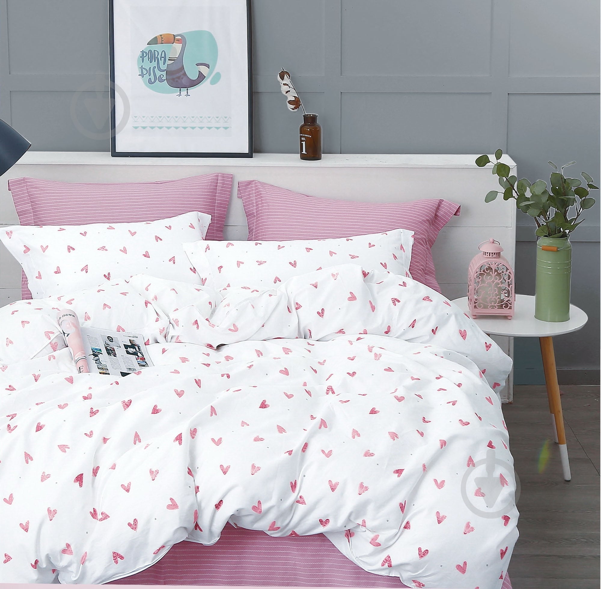 Комплект постільної білизни сатин White hearts білий Design_AQGS - фото 1 Комплект постільної білизни сатин White hearts білий Design_AQGS - фото 1