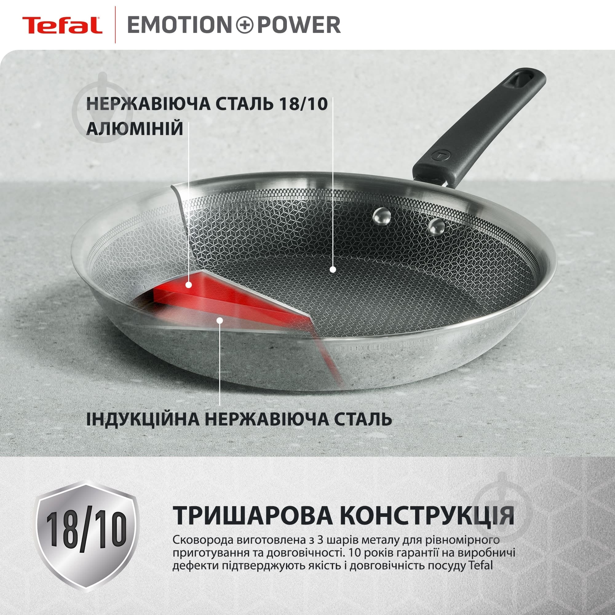 Сковорода Tefal Emotion+ Power 28 см E3410655 - фото 6