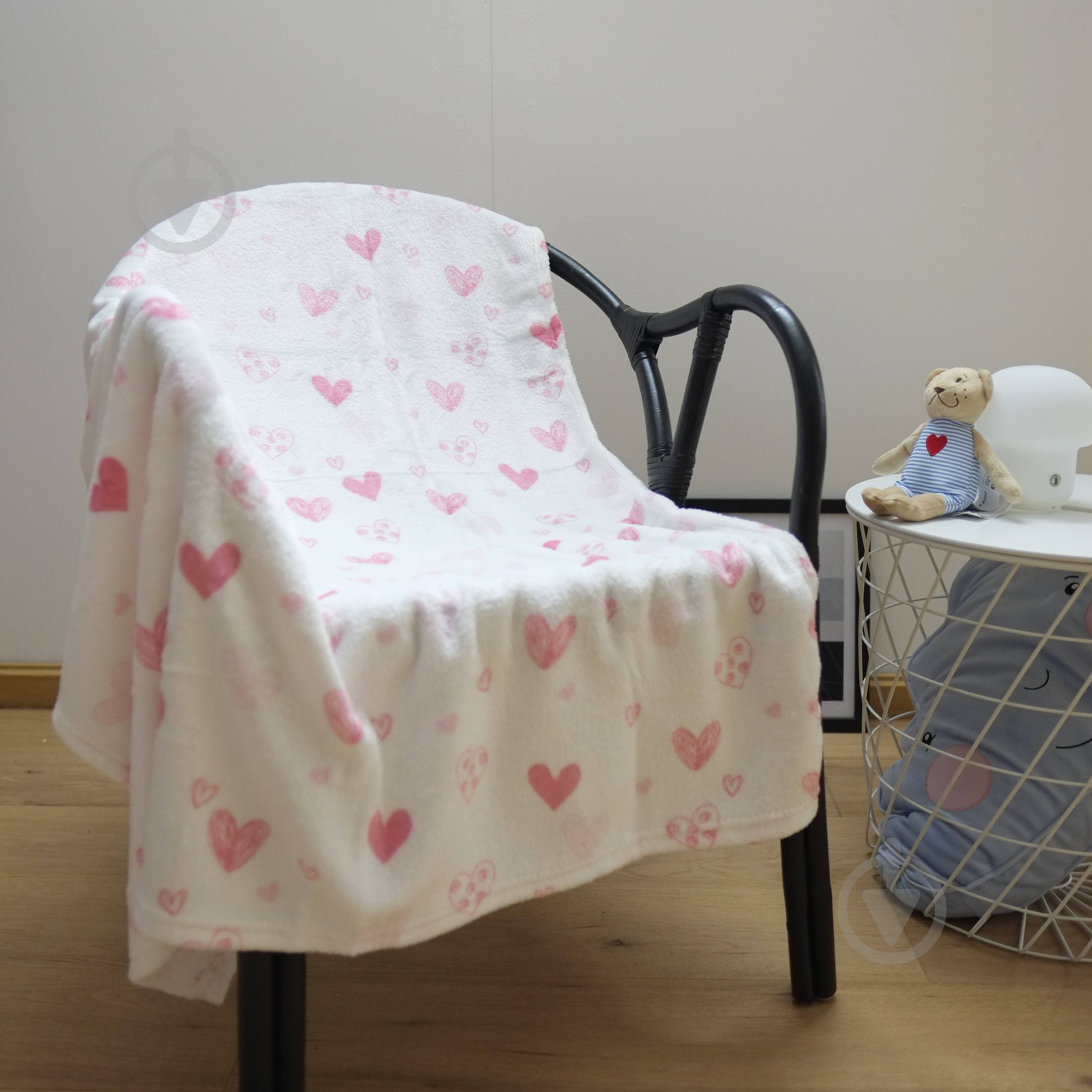 Плед Серця 100x120 см білий - фото 1