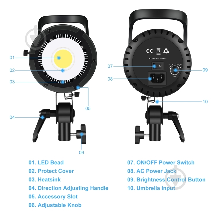 Студийный видеосвет Puluz PU3059EU 100W 5600K - фото 4 Студийный видеосвет Puluz PU3059EU 100W 5600K - фото 4