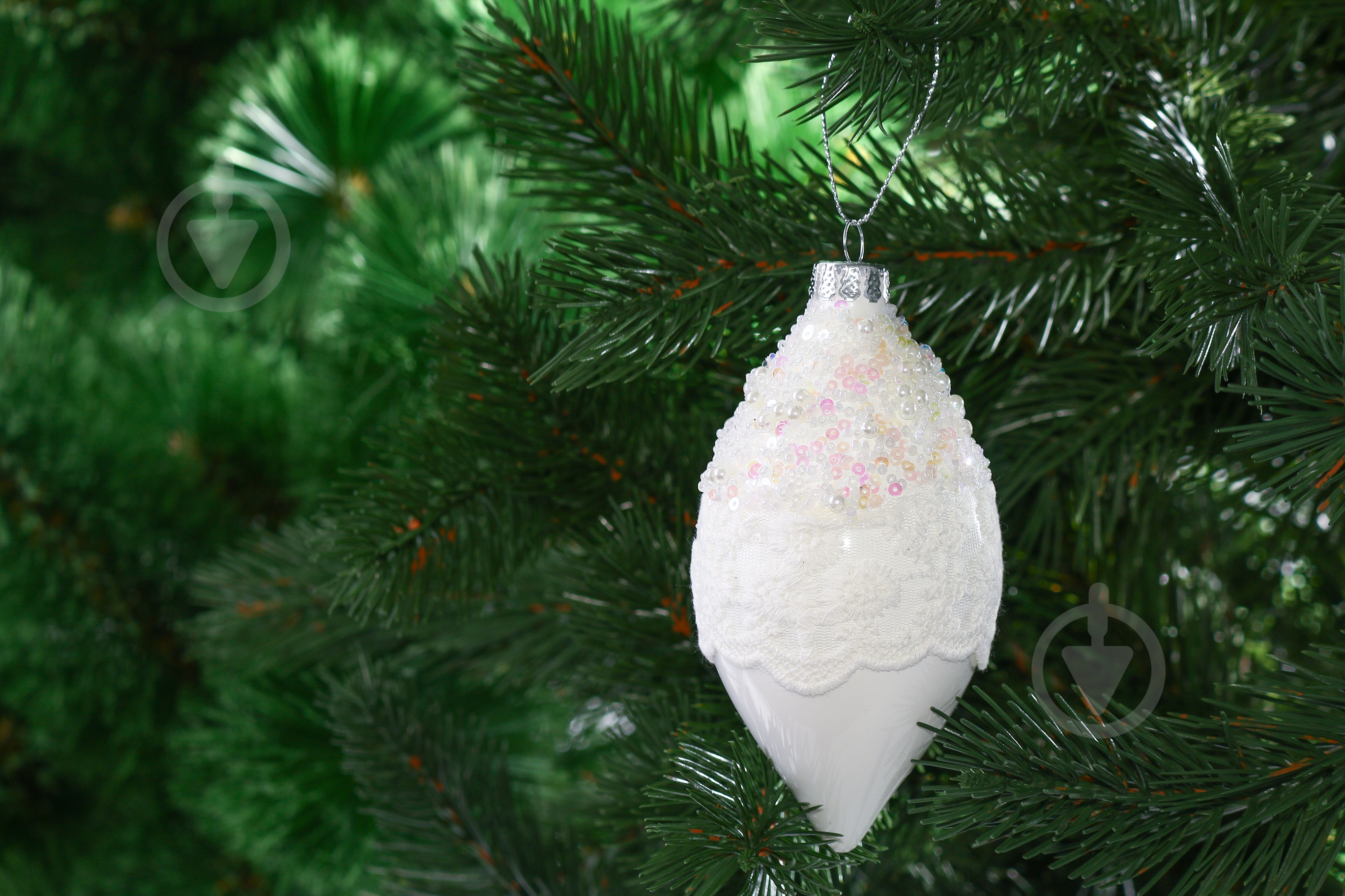 Елочная игрушка Сосулька с кружевом 14 см - фото 2 Елочная игрушка Сосулька с кружевом 14 см - фото 2