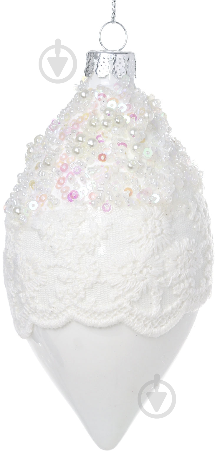Елочная игрушка Сосулька с кружевом 14 см - фото 1 Елочная игрушка Сосулька с кружевом 14 см - фото 1