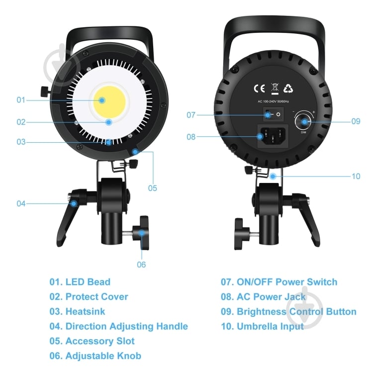 Студийный видеосвет Puluz PU3060EU 150W 5600K - фото 4 Студийный видеосвет Puluz PU3060EU 150W 5600K - фото 4