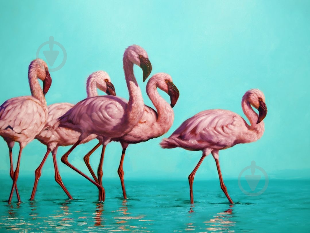 ᐉ Картина на холсте Стая фламинго ©Lucia Heffernan 30x30 см
