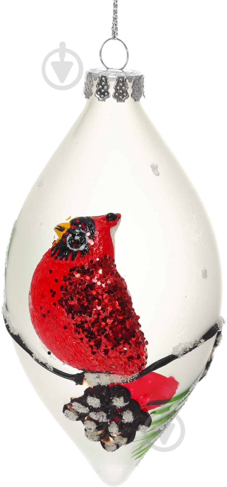 Елочная игрушка Сосулька Снегирь 14 см - фото 1
