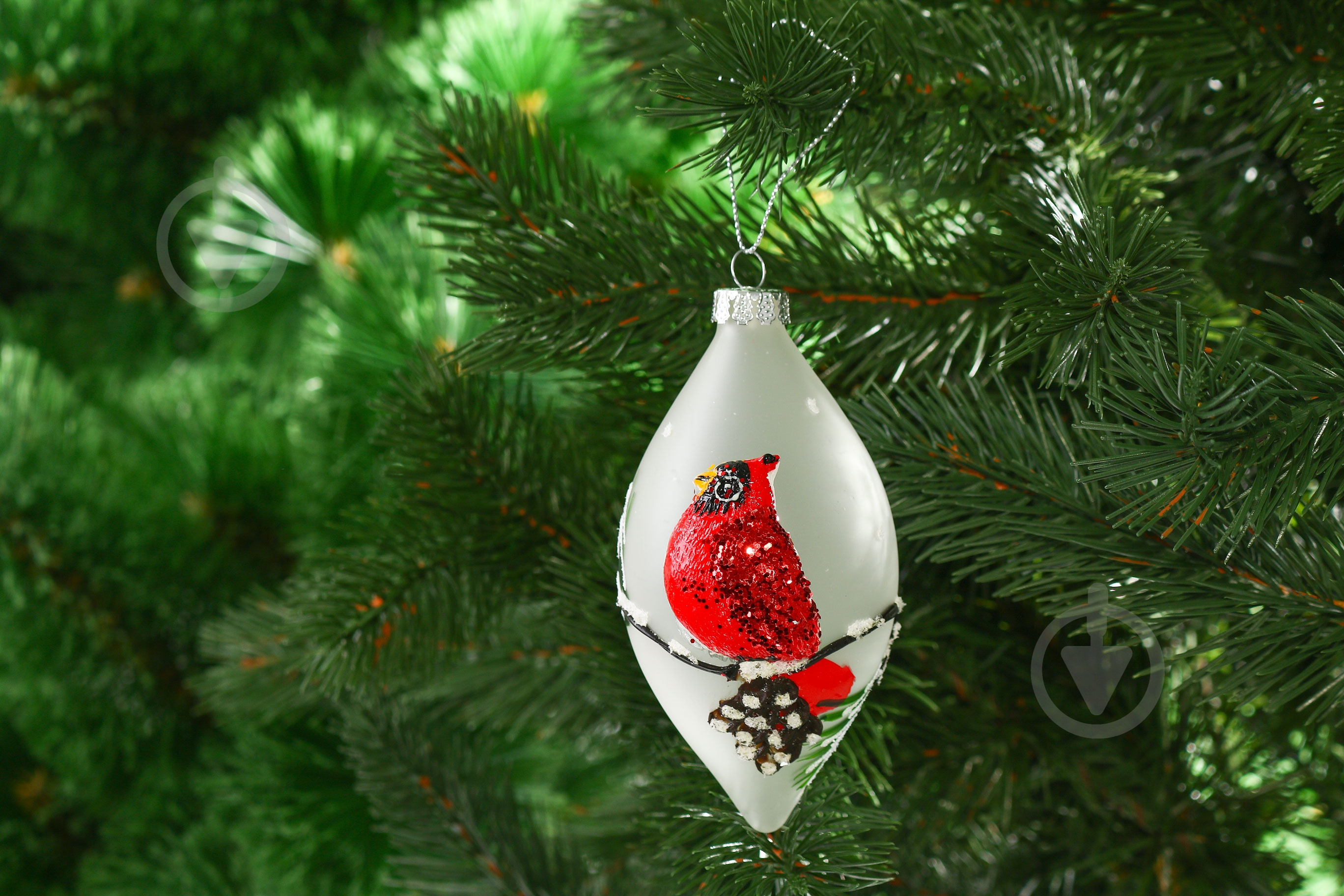 Елочная игрушка Сосулька Снегирь 14 см - фото 2