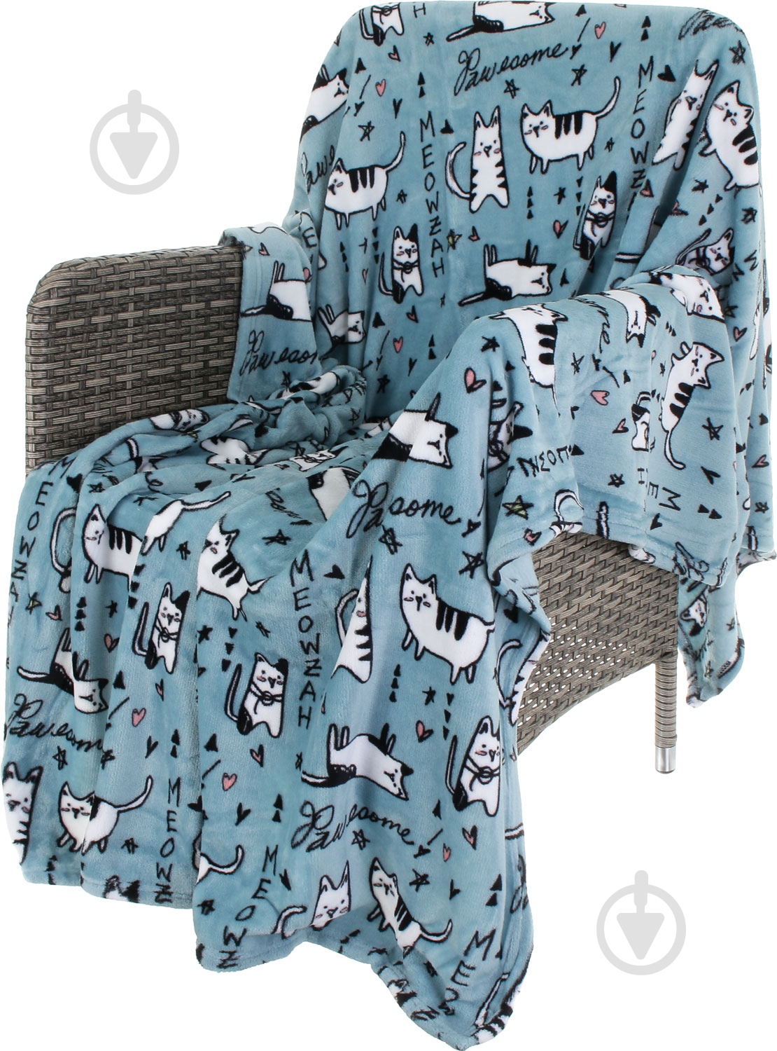 Плед Flannel Lazy Cats 160x200 см голубой La Nuit - фото 1