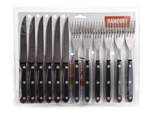 Набір столових приборів Banquet з пластиковою ручкою для стейків та BBQ 12 предметів Party - фото 2 Набір столових приборів Banquet з пластиковою ручкою для стейків та BBQ 12 предметів Party - фото 2
