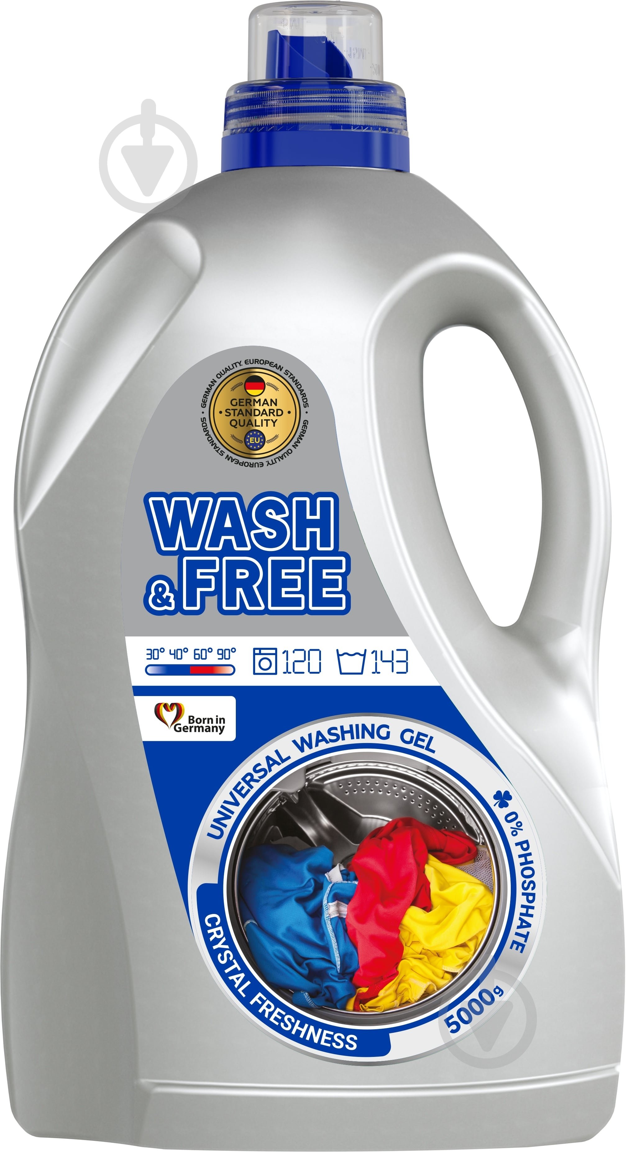 Гель для машинного та ручного прання Wash&Free Універсальний 5 л - фото 1