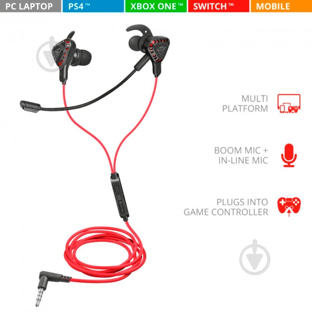 Наушники Trust GXT 408 Cobra Multiplatform black/red (23029) - фото 8