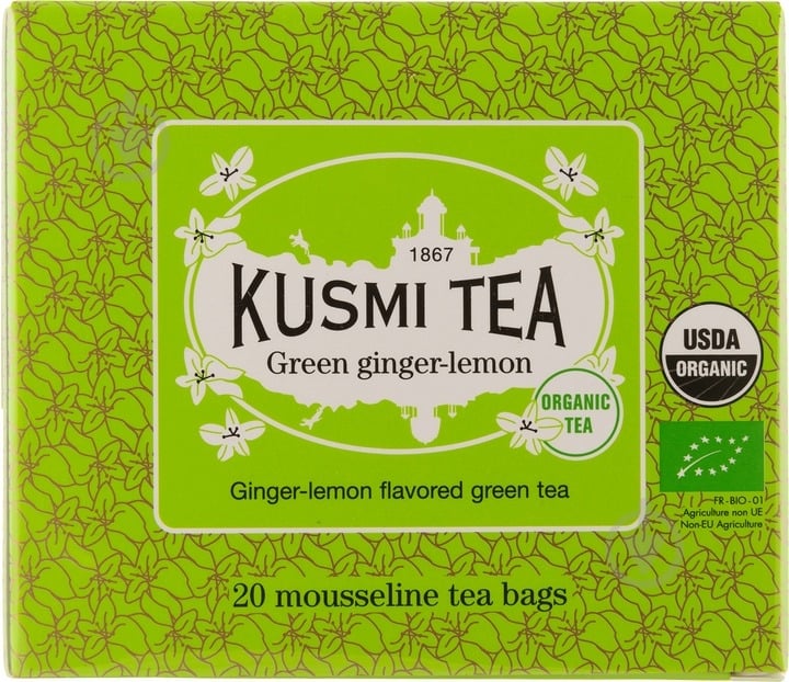 Чай зеленый Kusmi tea Ginger-Lemon органический 20 шт. 2 г (Q0789) - фото 1