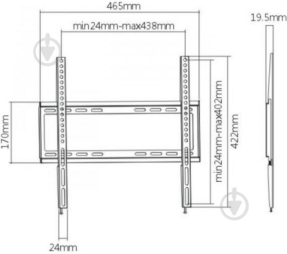 Кріплення для телевізора Brateck KL22-44F фіксовані 23"-55" чорний - фото 2