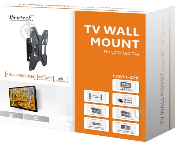 Крепление для телевизора Brateck LDA11-220 наклонные 23"-42" черный - фото 5