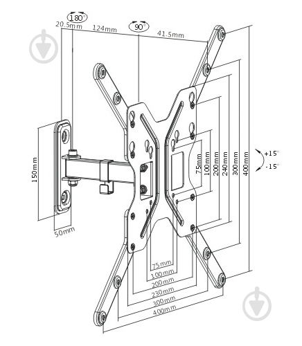 Крепление для телевизора Brateck LDA11-441A поворотно-наклонные 13"-55" черный - фото 2