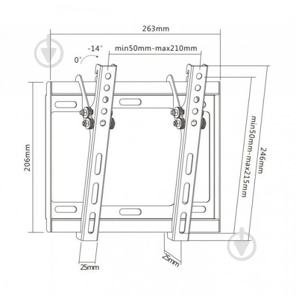 Крепление для телевизора Brateck LP34-22T наклонные 23"-42" черный - фото 4