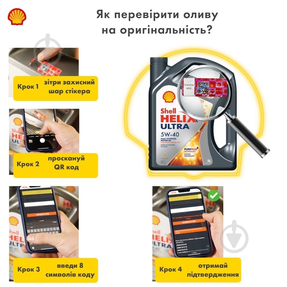 Моторное масло синтетическое SHELL Helix Ultra 5W-40 4 л (ТОВ-У000005) - фото 5