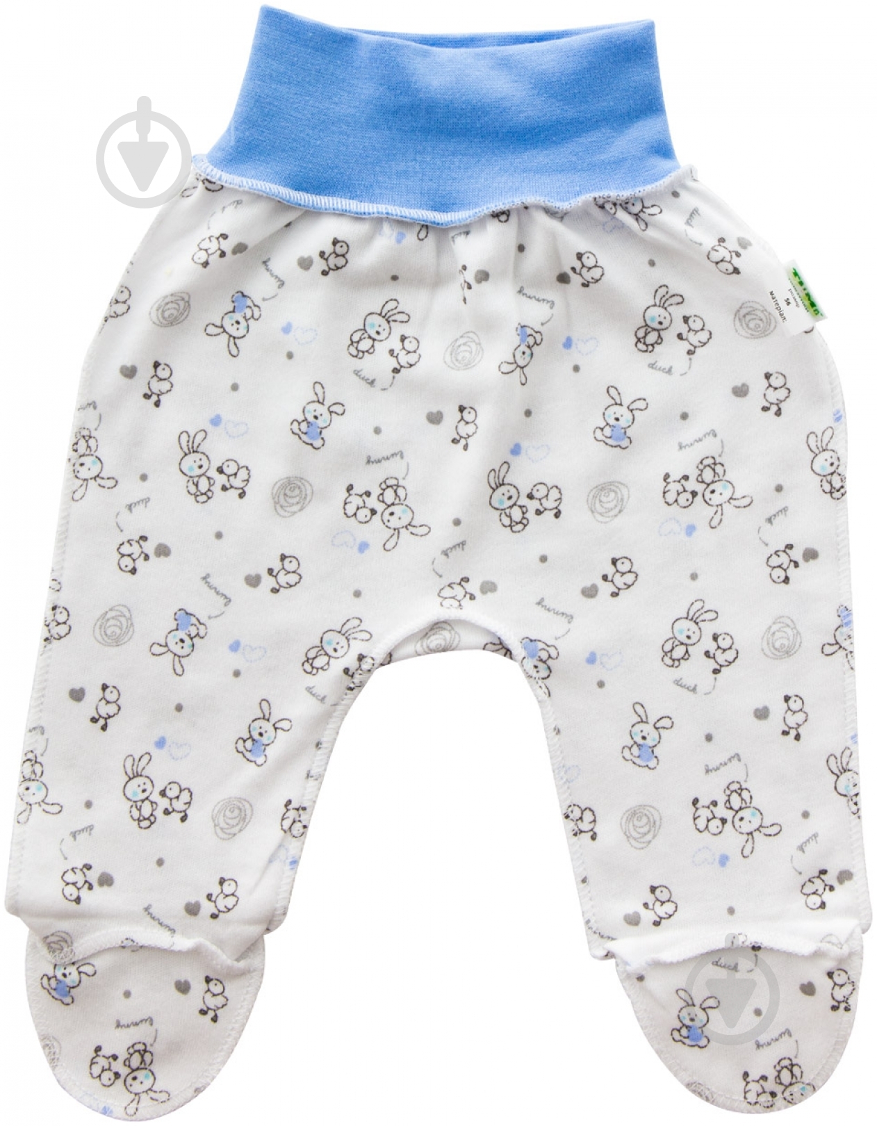 Ползунки Тімі текс на резинке 56 белый с голубым - фото 2 Ползунки Тімі текс на резинке 56 белый с голубым - фото 2