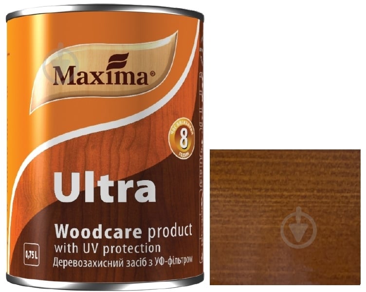 Декоративное и защитное средство для древесины Maxima Ultra красное дерево глянец 0,75 л - фото 1