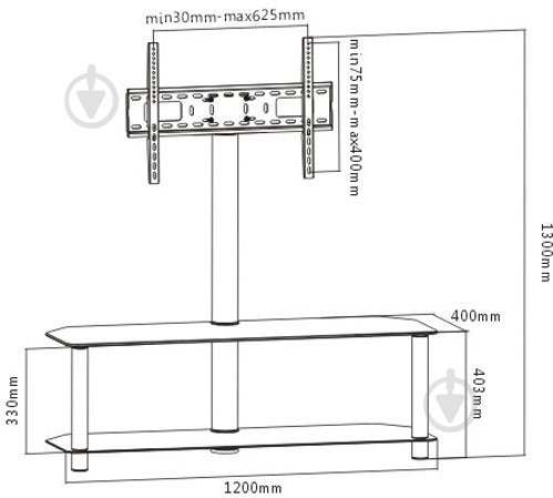 Подставка для ТВ iTech KT1109B черный - фото 2
