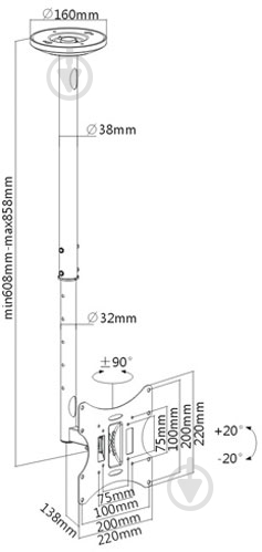 Крепление для телевизора Brateck LCD-504A поворотно-наклонные 13"-42" черный - фото 2