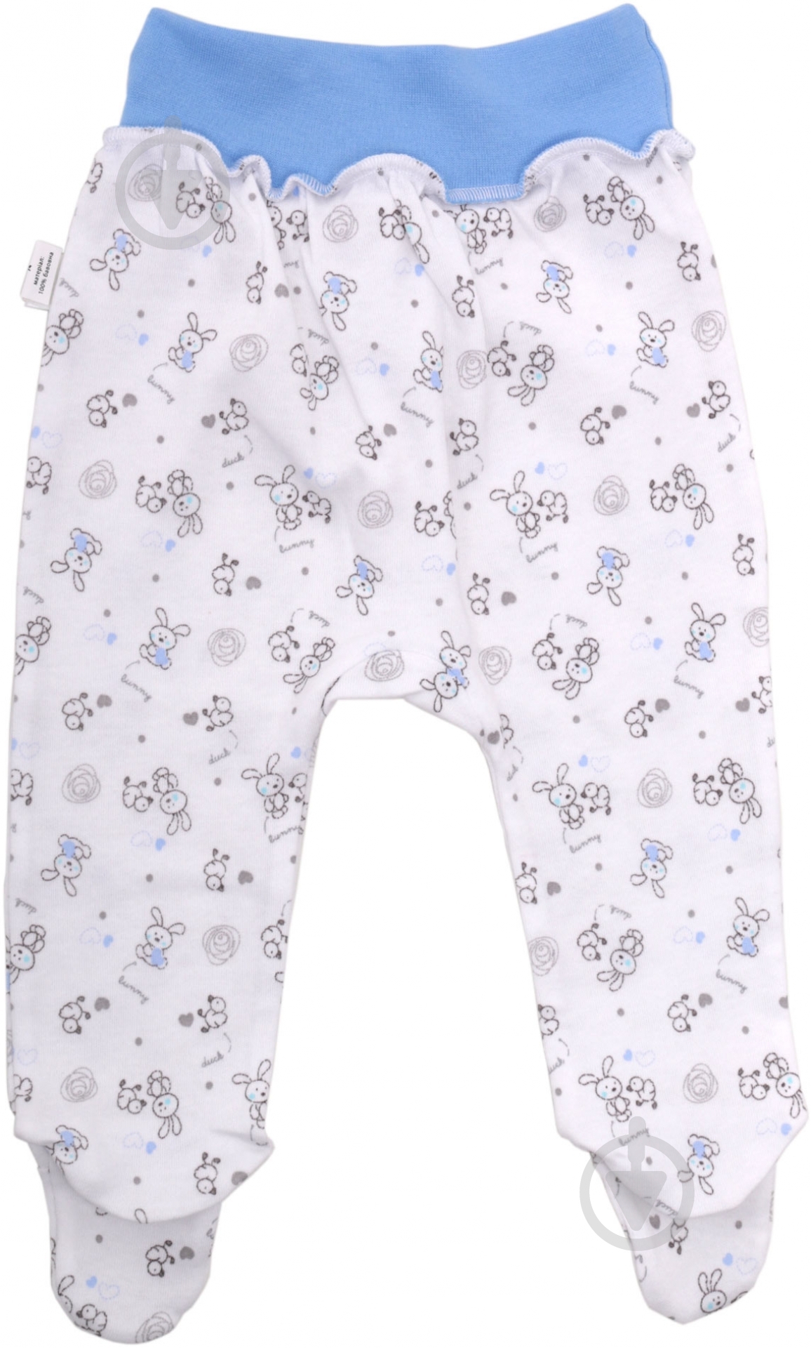 Ползунки Тімі текс на резинке р.68 68 белый с голубым - фото 2 Ползунки Тімі текс на резинке р.68 68 белый с голубым - фото 2