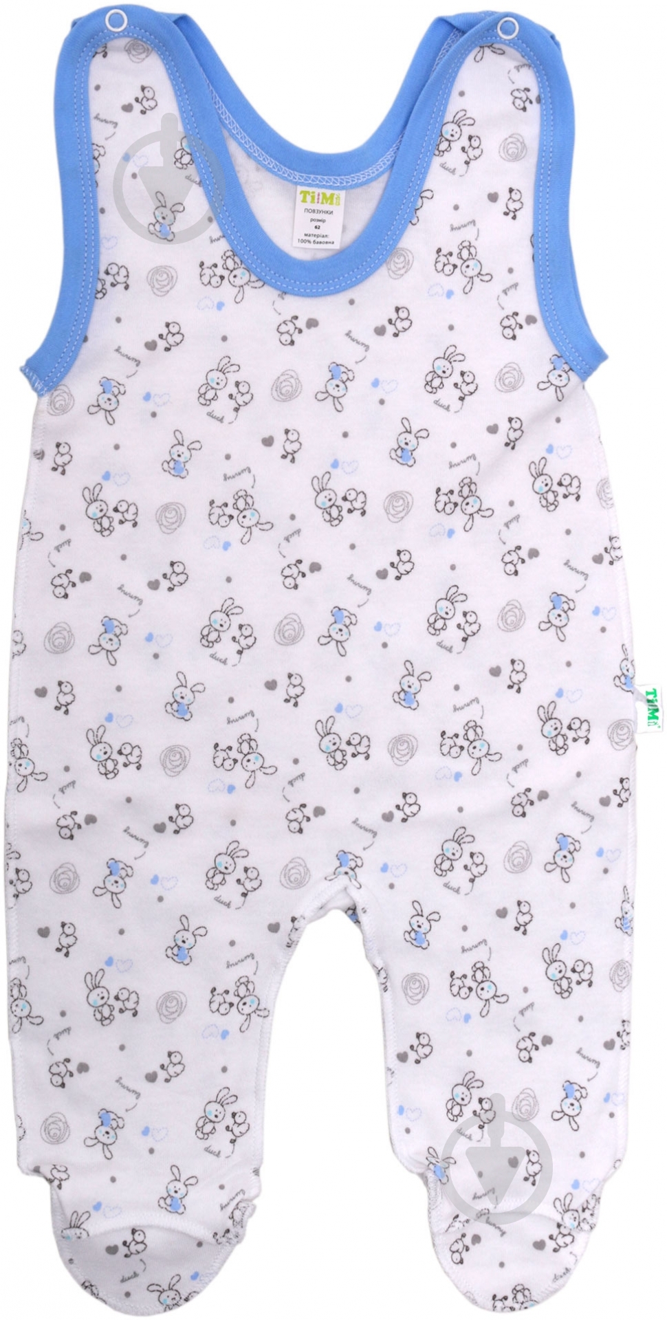 Ползунки Тімі текс на кнопках 74 белый с голубым - фото 2 Ползунки Тімі текс на кнопках 74 белый с голубым - фото 2