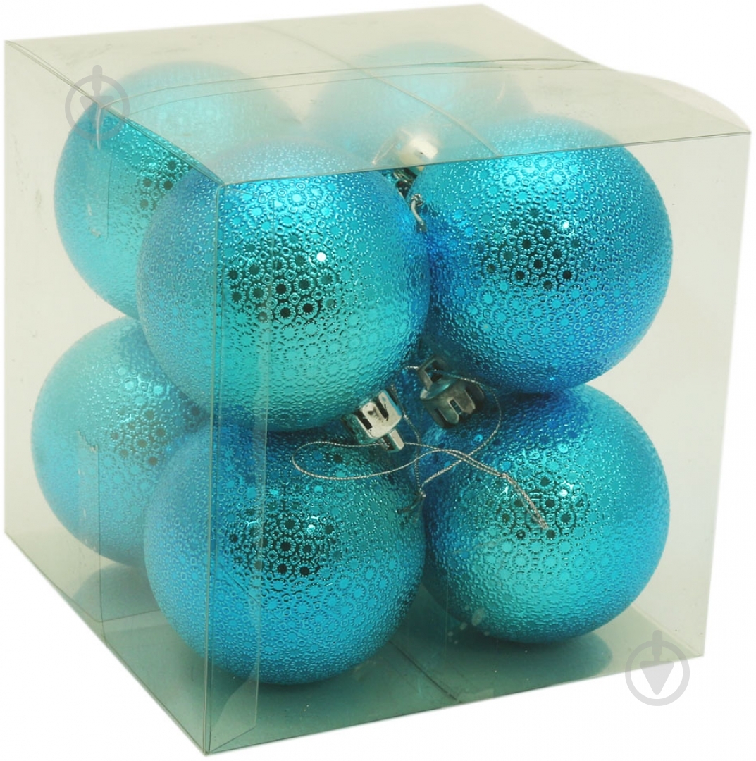 Набор игрушек Шар с рельефным узором бирюзовый d60 мм 8 шт./уп. - фото 1
