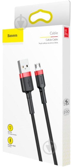 Кабель BASEUS Cafule Cable USB For Micro 2.4 A 1 м black/red (CAMKLF-B91) - фото 5 Кабель BASEUS Cafule Cable USB For Micro 2.4 A 1 м black/red (CAMKLF-B91) - фото 5