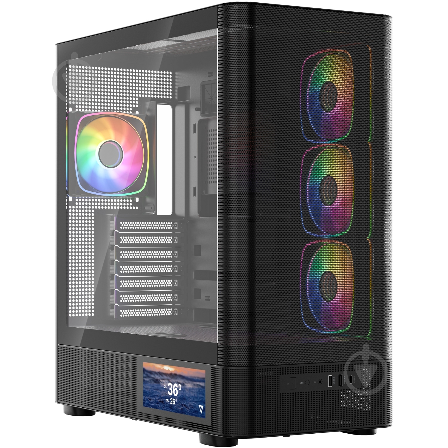 Корпус Modecom VOLCANO AQ400 ARGB MIDI (MC-A-AQ400-4FA-B) - фото 1