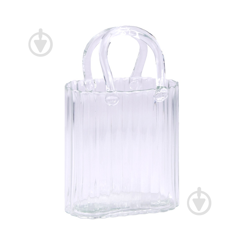 Ваза для цветов Сумочка прозрачная 27 см - фото 1