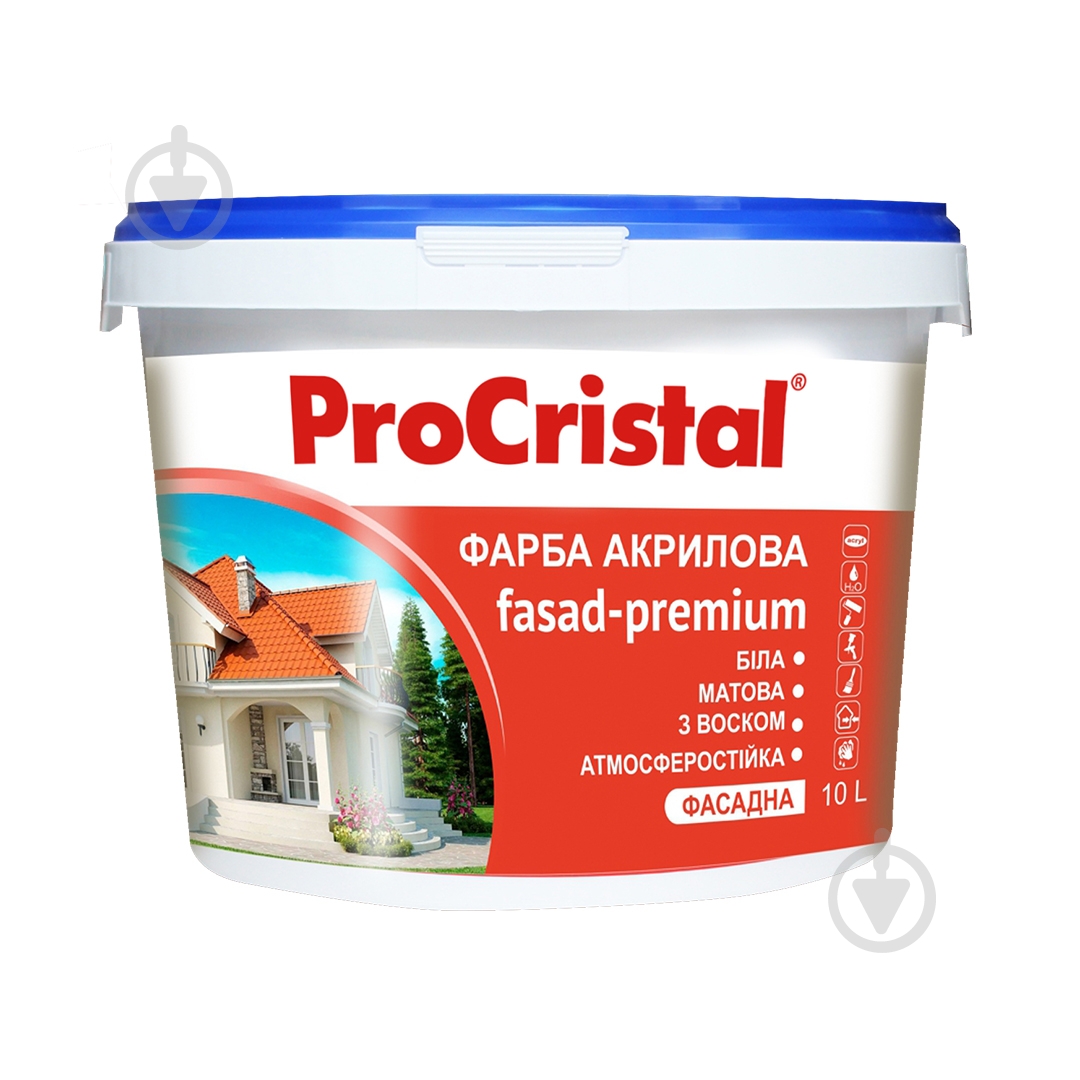 Фарба акрилова водоемульсійна ProCristal Преміум IР-132 мат білий 10 л - фото 1