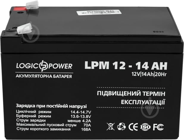 Аккумулятор AGM LPM 12 - 14 AH LogicPower - фото 1