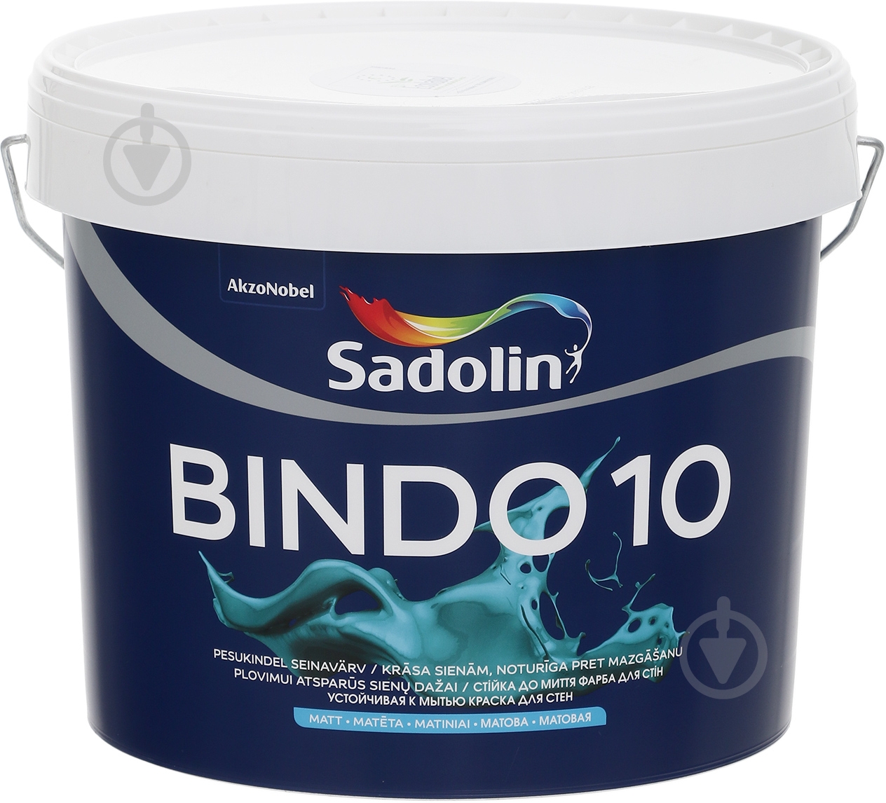 Краска латексная водоэмульсионная Sadolin Bindo 10 BW (WO) мат белый 10 л - фото 1