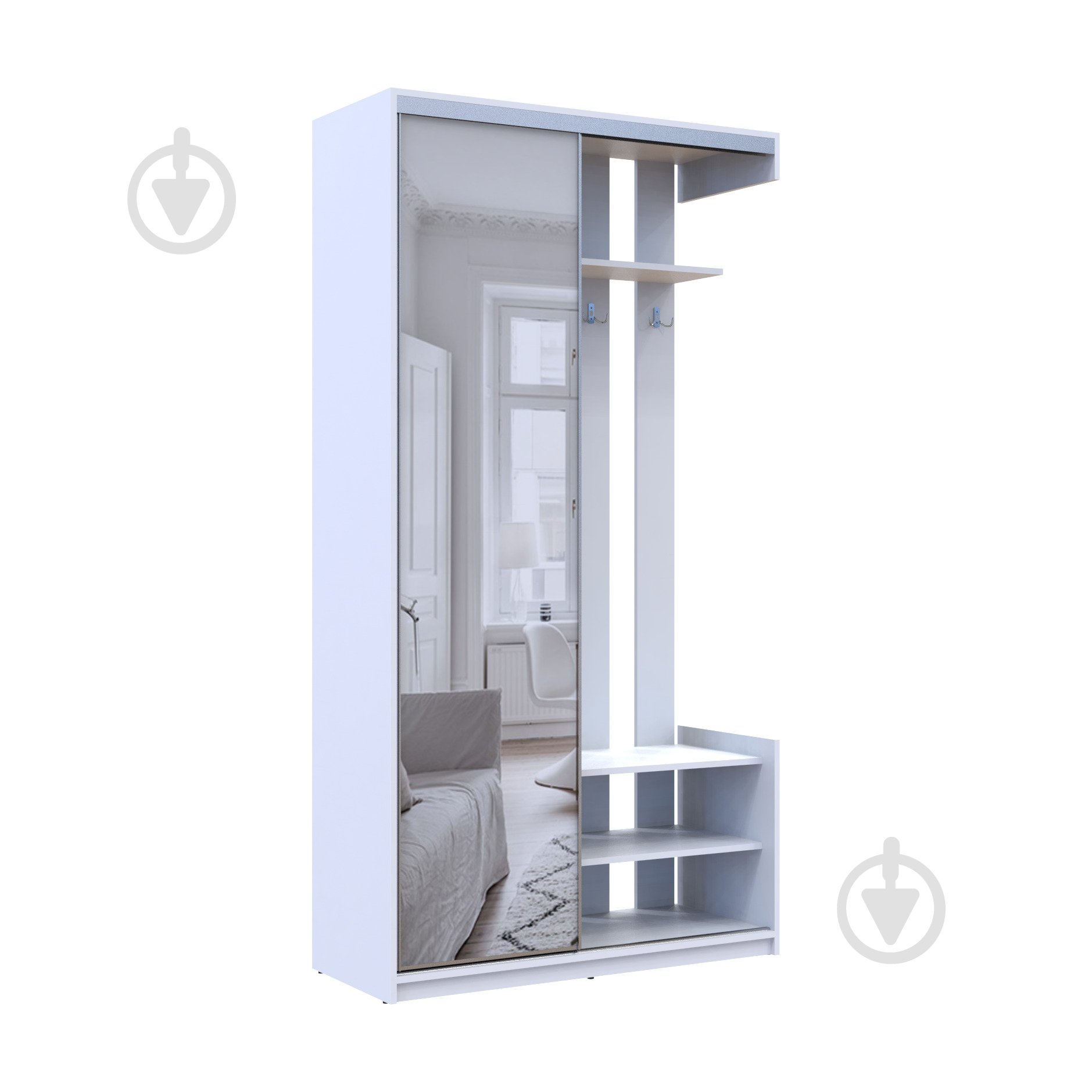 Прихожая с зеркалом Doros City One Door 2100х1100х450 мм белый - фото 5