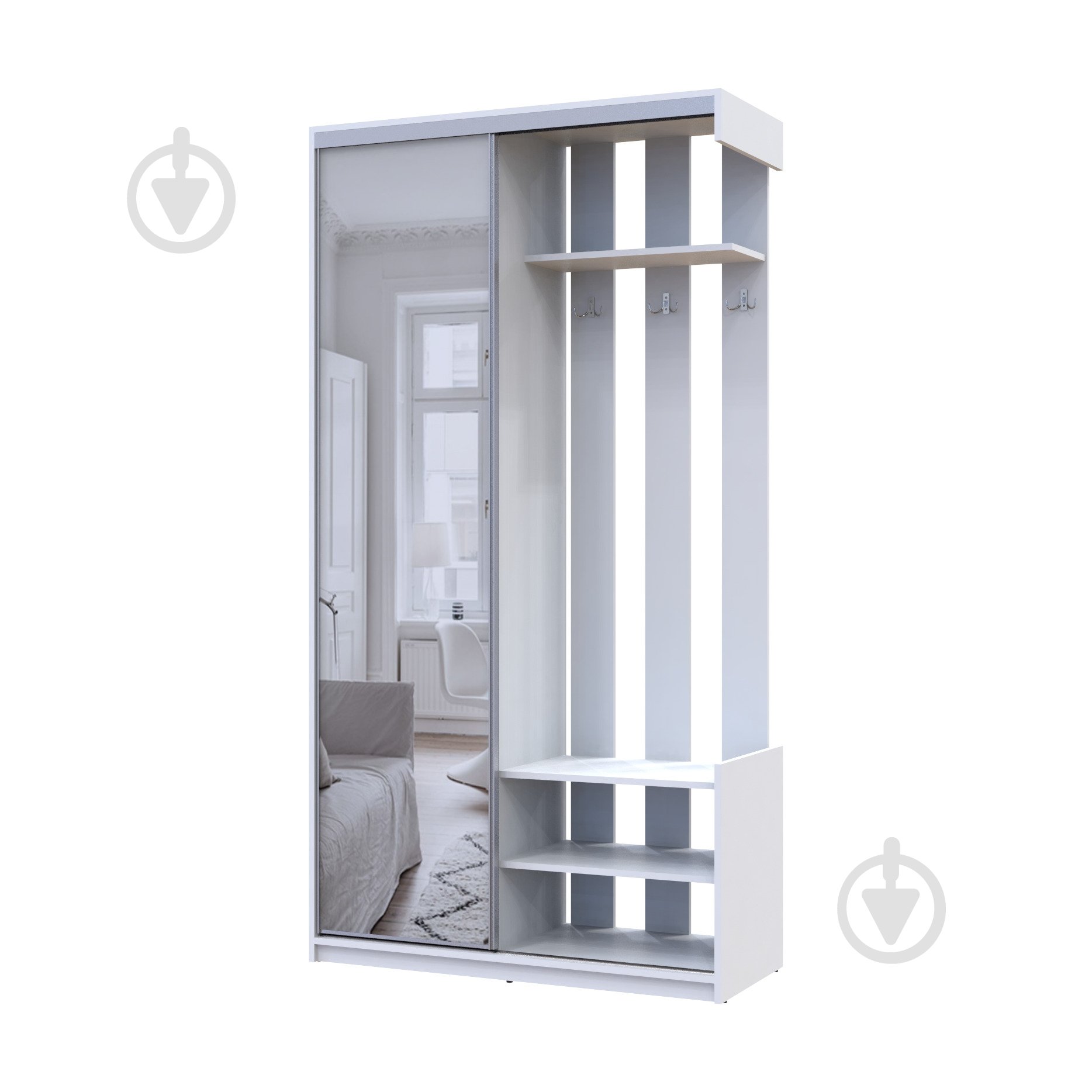 Прихожая с зеркалом Doros City One Door 2100х1100х450 мм белый - фото 6