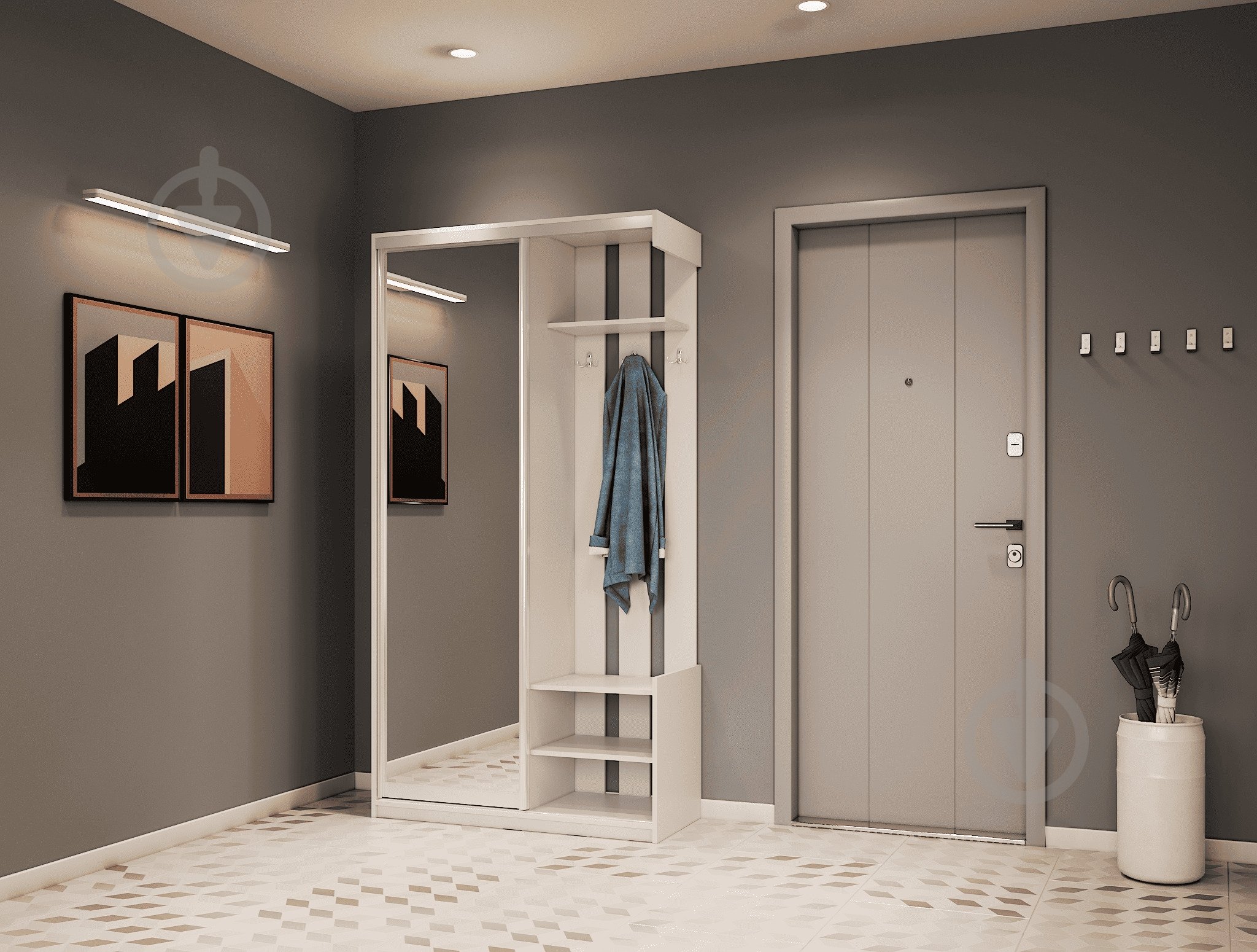 Прихожая с зеркалом Doros City One Door 2100х1100х450 мм белый - фото 2