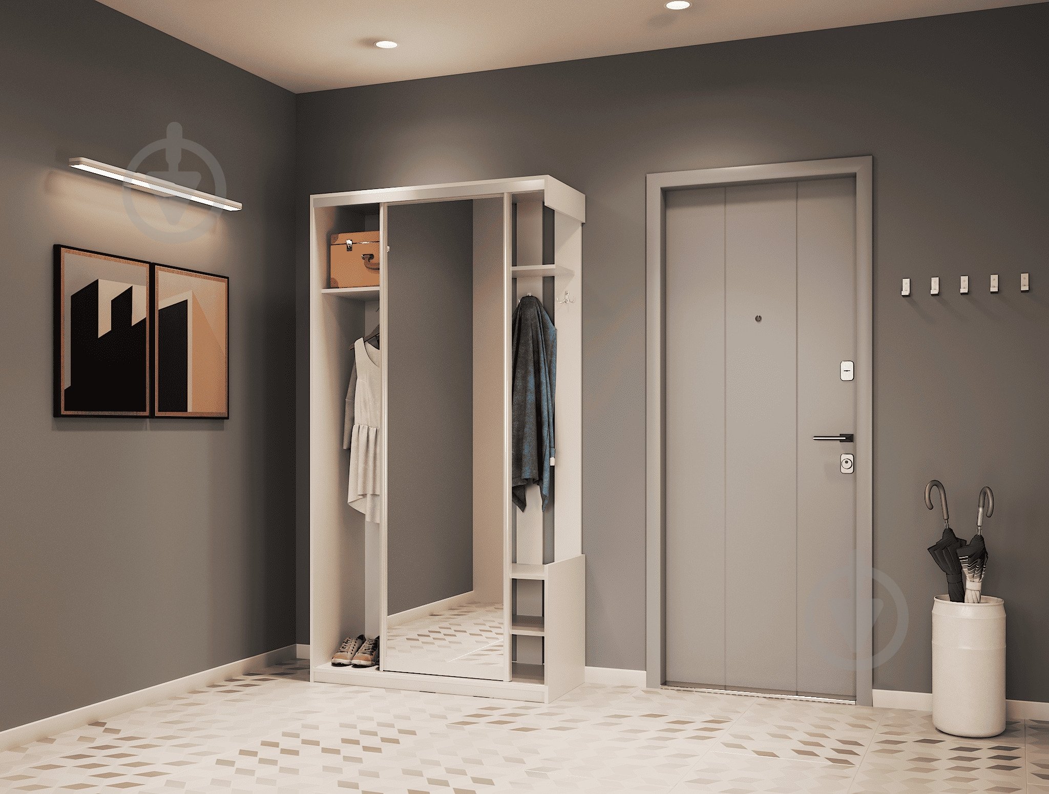 Прихожая с зеркалом Doros City One Door 2100х1100х450 мм белый - фото 3