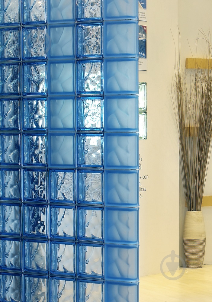 Стеклоблок Basic 190x190x80 1908 Wave яркий синий - фото 3