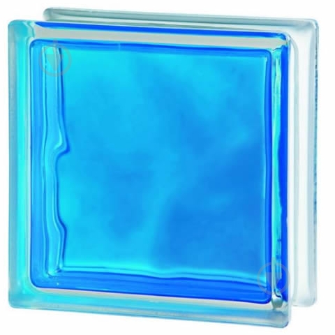 Стеклоблок Basic 190x190x80 1908 Wave яркий синий - фото 1