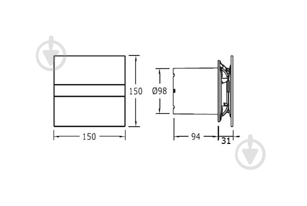 Витяжний вентилятор Cata E-100 GSTH GLASS SILVER TIMER HYGRO 900600 - фото 4