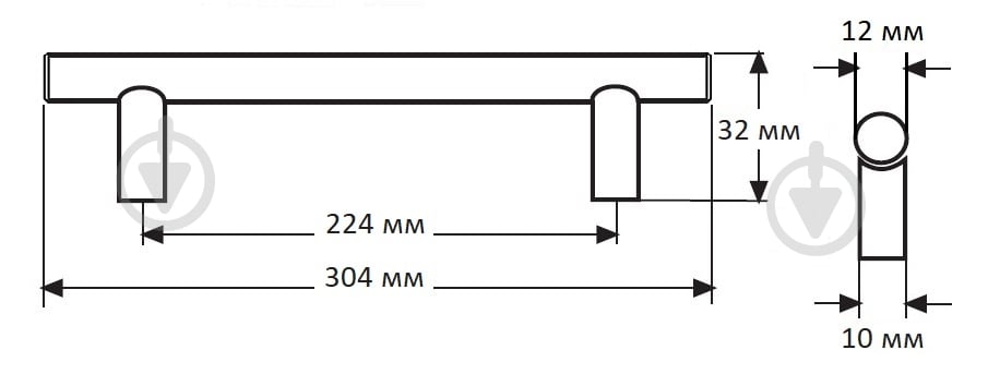 Меблева ручка рейлінгова DC DR 11/224 SS BLK монолiт 224 мм чорний - фото 2