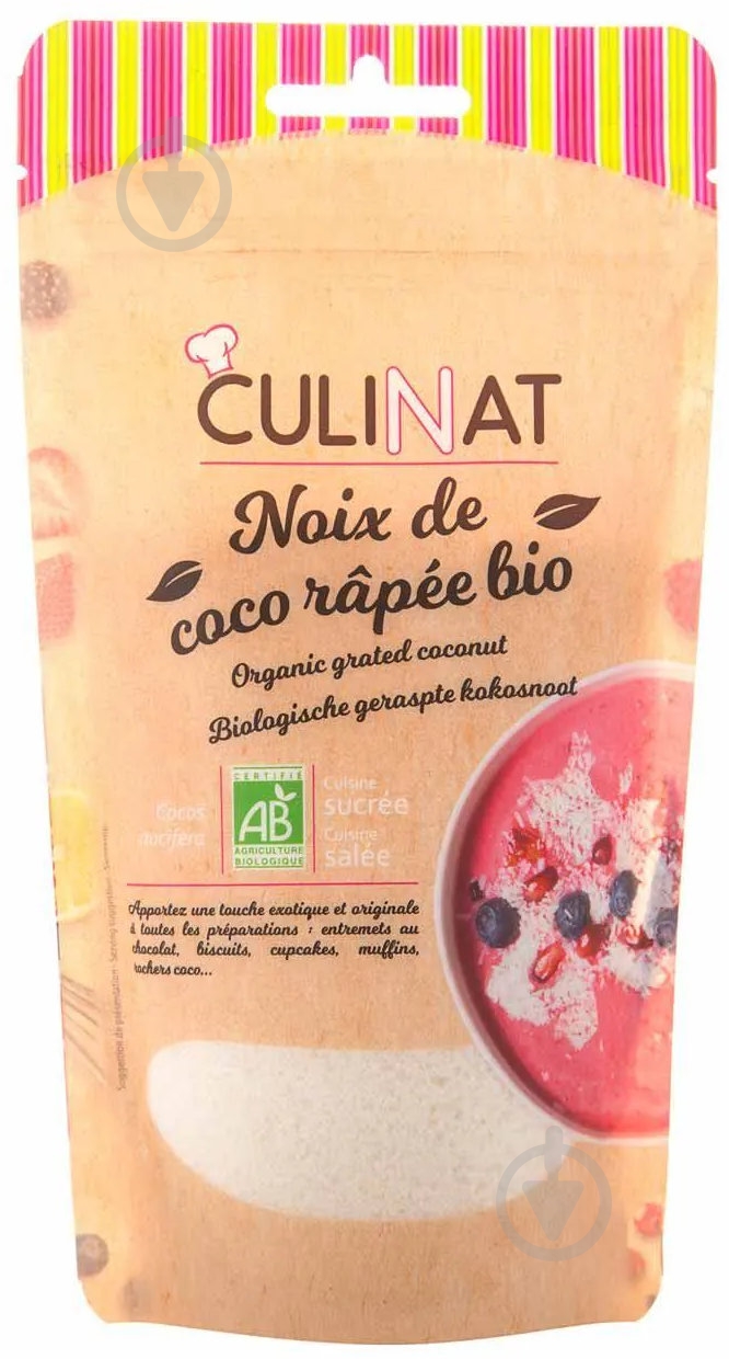 Кокосовая стружка Culinat органическая 125 г - фото 1 Кокосовая стружка Culinat органическая 125 г - фото 1