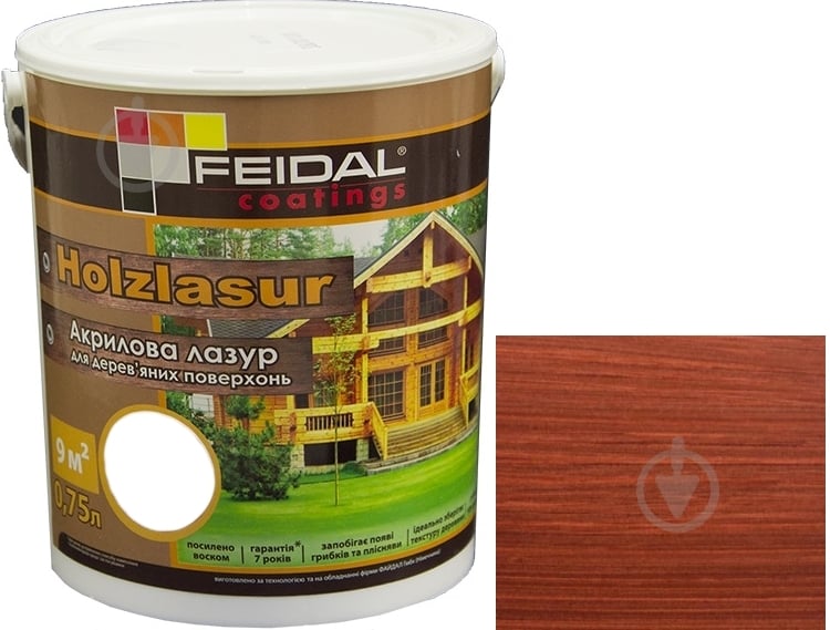 Лазурь Feidal Holzlasur красное дерево шелковистый глянец 0,75 л - фото 1