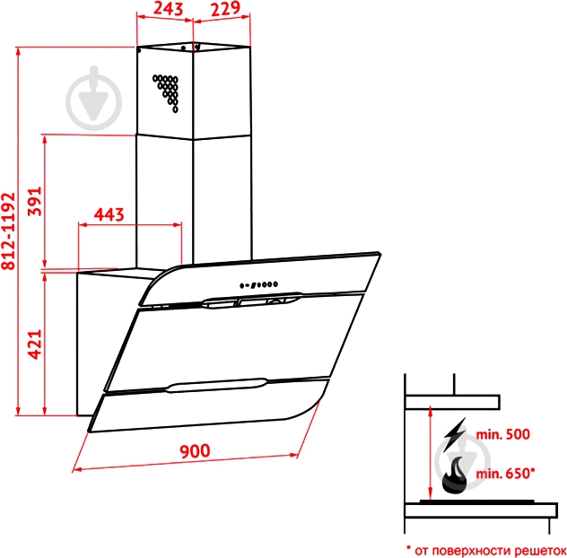 Витяжка Perfelli DNS 9793 B 1100 BL LED Strip - фото 8